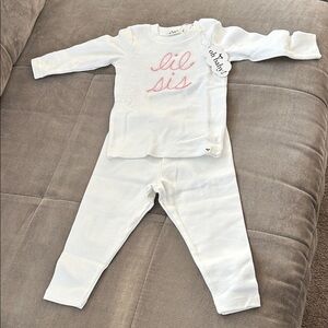 NWT Oh Baby White and Pink 'Lil Sis' Set